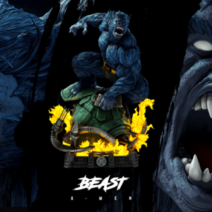 Figura de un personaje bestia, con características únicas y detalles que resaltan su naturaleza salvaje y poderosa.