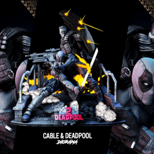 Diorama Deadpool & Cable / Modelo a escala de resina para armar y pintar o lista para coleccionar